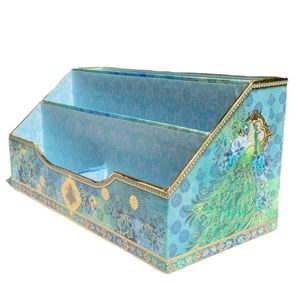 Punch Studio Blue Rose Peacock Letter/File Holder Desk Caddy Organizer (61204)